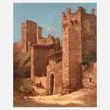 Charles Bisschops, "Daroca-Aragon", Öl auf Hartfaserplatte