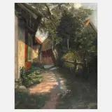 Inger Eilmann, Sommerliches Dorfidyll, Öl auf Leinwand