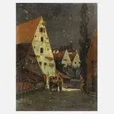 R. Gareis, Abendliches Geburtstagsständchen, Öl auf Sperrholzplatte