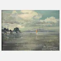 Otto Hamel, Der sommerliche Chiemsee, 1946, Öl auf Malkarton