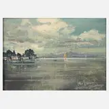 Otto Hamel, Der sommerliche Chiemsee, 1946, Öl auf Malkarton