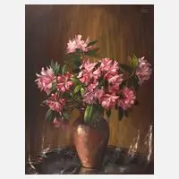 Rhododendronstillleben by Erwin Schoppl, Öl auf Hartfaserplatte, offered Mar 2025