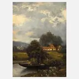 Raphael Unverdross, Sommerlandschaft, Öl auf Holzplatte
