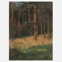 Carl Fries, Sommerlicher Kiefernwald, Öl auf Leinwand