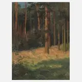 Carl Fries, Sommerlicher Kiefernwald, Öl auf Leinwand
