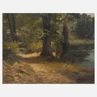 Joseph Rummelspacher, "Birken am Twernsee", Öl auf Malkarton