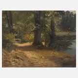 Joseph Rummelspacher, "Birken am Twernsee", Öl auf Malkarton