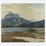 Johann Paul Walch, Vorfrühling in den Alpen, Öl auf Leinwand und Keilrahmen