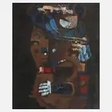 Rudolf Nicolai, "Abstraktes Bild", Öl auf Hartfaserplatte