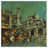 Nizu, Orientalische Stadtansicht, Öl auf Leinwand
