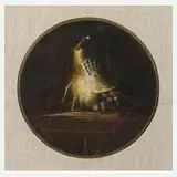 Stach, Surrealistisches Birnenstillleben, Öl auf Sperrholzplatte