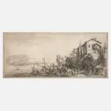 Jacques Callot, "Le petit Port", Radierung auf leicht gröberem und dezent grauem Bütten