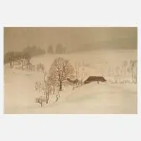 Karl Biese, "Winternebel", Farblithographie auf leichtem Karton