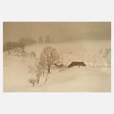Karl Biese, "Winternebel", Farblithographie auf leichtem Karton