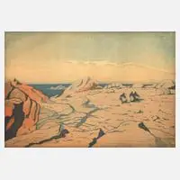 Henri Meunier, "Aus der Bretagne", 1905, Farbaquatintaradierung