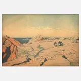 Henri Meunier, "Aus der Bretagne", 1905, Farbaquatintaradierung