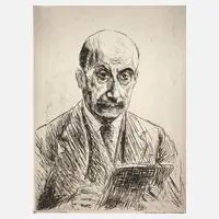 Max Liebermann, Selbstbildnis zeichnend, Radierung mit kräftigem Plattenton auf leichtem Karton