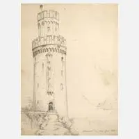 Caspar Scheuren, "Oberwesel", 1838, Bleistift auf Papier