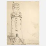 Caspar Scheuren, "Oberwesel", 1838, Bleistift auf Papier