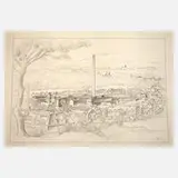 Georg Fritz, Papierfabrik Feldmühle in Liebau, Bleistiftzeichnung