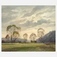 H. Seemann, "Vorfrühling im Frankenwald", 1957, Aquarell auf Aquarellpapier