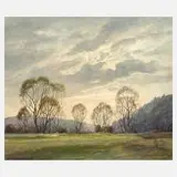 H. Seemann, "Vorfrühling im Frankenwald", 1957, Aquarell auf Aquarellpapier