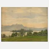 Ela Werner, Blick auf die Fraueninsel, Aquarell auf leichtem Karton