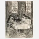 Friedrich Ernst Wolfrom, Nonnen zu Tisch, 1916, Kohle