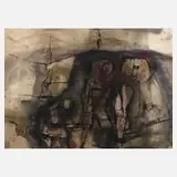Karl Kreuzberger, "Entdecktes", Aquarell und Tusche auf leichtem Karton