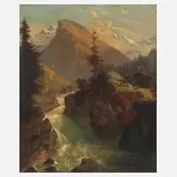 Franz Leuteritz, "Der Wasserfall bei Gastein", 1863, Öl auf Leinwand
