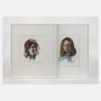 Manfred Feiler, Paar Portraits, Aquarell