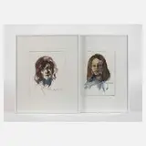 Manfred Feiler, Paar Portraits, Aquarell