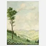 Minni Herzing, "Blühende Sommerlandschaft", Öl auf Hartfaserplatte
