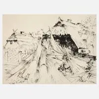 Georg Nerlich, "Kate Ahrenshoop", 1974, Kaltnadelradierung auf Karton