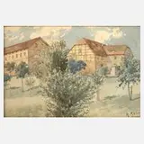 Reinhold Rehm, Bauerngehöft, Aquarell auf leichtem Karton
