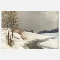 Alfons Santer, Winterlandschaft, Öl auf Leinwand
