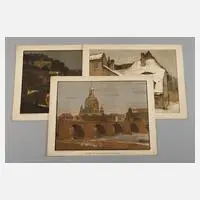 Otto Westphal, Ansichten von Dresden, Farblithographien mit der Darstellung von "Alte Augustusbrücke und Frauenkirche"