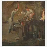 Margarete Macholz, Fabrikarbeiter, 1920, Öl auf Malplatte