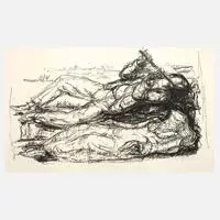 Josef Hegenbarth, "Der Flötenspieler", Kreidelithographie auf Papier