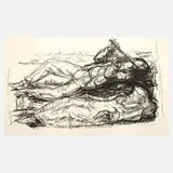Josef Hegenbarth, "Der Flötenspieler", Kreidelithographie auf Papier