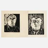Albert Hennig, Paar Portraits, Holzschnitte