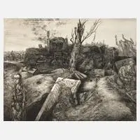 Karl-Georg Hirsch, "Pöpelnitzer Friedhof", Radierung auf Velin