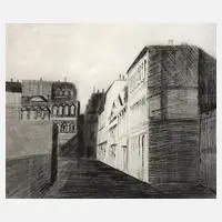 Gerald Müller-Simon, Straßenansicht, Radierung auf Bütten