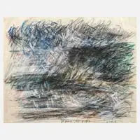 Gerda Lepke, Baumbestandene Landschaft, Kreiden und Stiften komponierte Landschaft