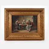 August Knoop, Im Wirtshaus, Öl auf Malkarton