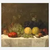 Heinrich Leinweber, Früchtestillleben mit Weinglas, Öl auf Leinwand