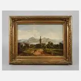 Michael Lueger, Kirche am See, 1868, Öl auf Leinwand