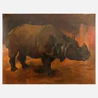 Charles Richard Tooby, "Rhinozeros", 1895, Öl auf Karton
