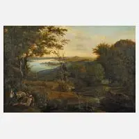 Romantiker, Rast in Sommerlandschaft, Öl auf Leinwand