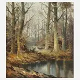 Ernst Greyer, Am Waldteich, Öl auf Leinwand